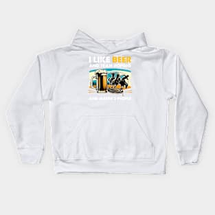 Retro I Like Beer And Team Roping And Maybe 3 People White Kids Hoodie